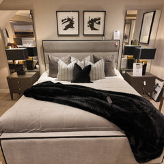 Belle mini me with holizontal lines custom made complete bed.