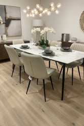 Richie dining chair in a neutral stone PU leather look ! Fabulous ! priced 99.95 each . Sold in sets only