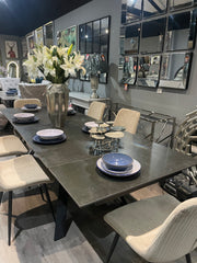 Darrell fabric dining chair in neutral stone colour