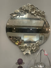 Oval large antiqued mirror with double butterfly detail collect only or arrange delivery
