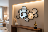 Octagonal wall mirror collage in black ( wall art ) 98x3,5x57,5 half price Collect instore only
