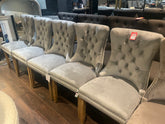 8 x Kayla velvet grey dining chairs Instore.