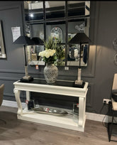 Fallon Scroll console table with antiqued glass top 140 cm special purchase