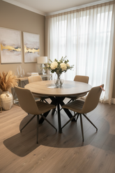 Mirabeau round to oval extending dining table with smart top