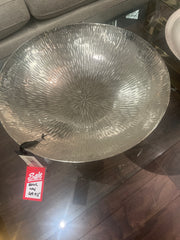 Silver textured large bowl disposal sale