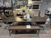 Bardot black extending 8 seater dining table & bench set up to 30% off offer last set left