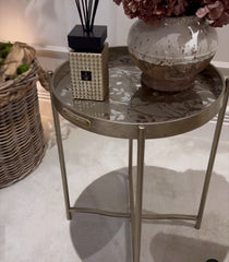 Antique gold and mirror top side table. Super Value item.