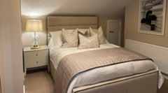 Beau mini me with diagonal lines custom made complete bed