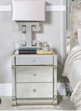 Appian Apollo 3 drawer bedside cabinet with champagne trim 40% off . purchase in store only