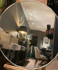 Bergen slim frame round mirror d80 cm CLEARANCE OFFERS silver