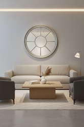 Fabulous Silver round Window mirror. 95 cm