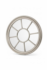 Fabulous Silver round Window mirror. 95 cm