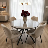 Laurence dining 107 cm table in grey oak with protective glass top reduced in outlet store