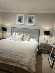 Beau mini me with diagonal lines custom made complete bed