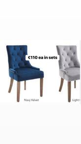 Sandy velvet dining chairs various sets on sale €110ea . Instore only