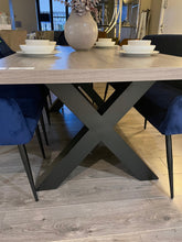 Dallas wooden top table with x metal leg