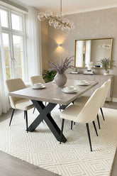 Dallas wooden top table with x metal leg Special reduction in Outlet