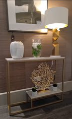 Susanne Gold and Cream console table special clearance deal