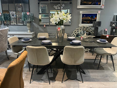 Conway dining chair in neutral water repellant stone colour fabric