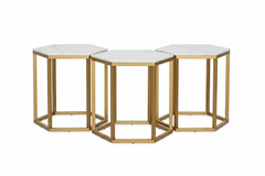 Hexagon gold Glass End Table