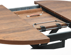 Pamela Round dark oak extending dining table . Available instore (Copy)