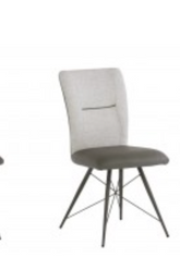 AMALFI Fabric & PU dining chair with dark legs Set of 2 less than half price