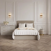 Seville Row ottoman bed in cream plush velvet