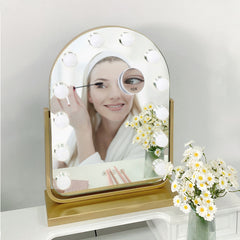 Hugh Hollywood bulb arch mirror in Gold