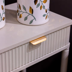 Parker 1 Drawer bedside table in beige NETT limited stock