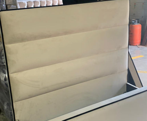 Beau mini me with diagonal lines custom made complete bed-Beds & Bed Frames-Renaissance Design Studio