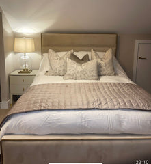 Beau mini me with diagonal lines custom made complete bed-Beds & Bed Frames-Renaissance Design Studio