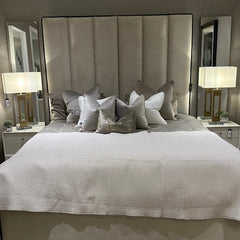 Belle Delta custom Bed frame with 145cm Headboard ...or you decide, Horizontal panels-Luxury beds-Renaissance Design Studio