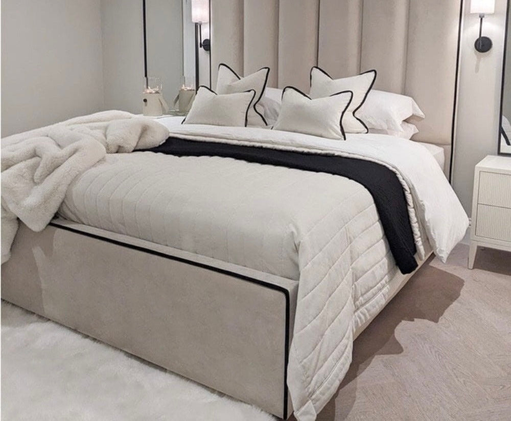 Belle Delta custom Bed frame with 145cm Headboard ...or you decide, Horizontal panels-Luxury beds-Renaissance Design Studio