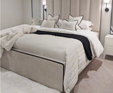 Belle Delta custom Bed frame with 145cm Headboard ...or you decide, Horizontal panels-Luxury beds-Renaissance Design Studio