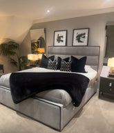 Belle mini me with vertical lines custom made complete bed.-Beds & Bed Frames-Renaissance Design Studio