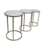 Byron Nest of 3 round Tables with marbled top-side table-Renaissance Design Studio