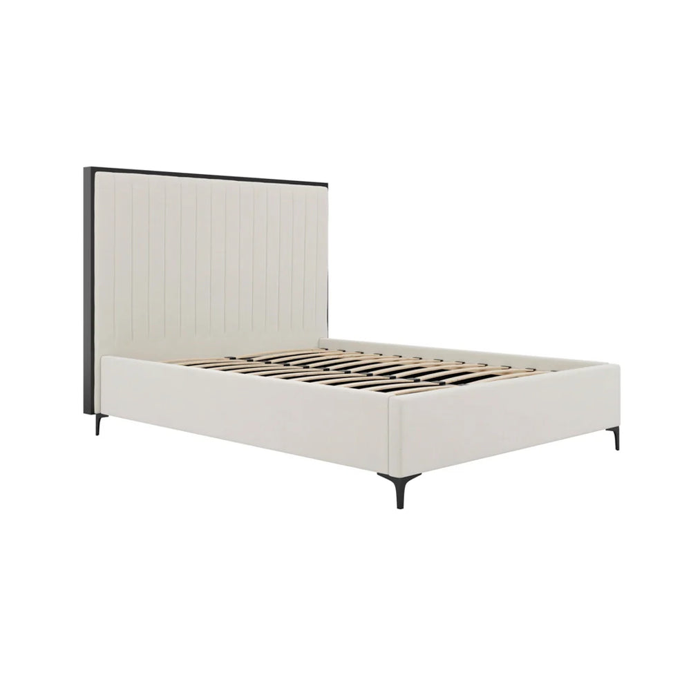 Chelsea designer bed in cream with black trim.-bed-Renaissance Design Studio