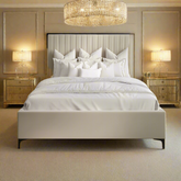 Chelsea designer bed in cream with black trim.-bed-Renaissance Design Studio