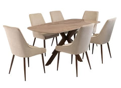 Janet Dining Table 180 cm. with PURA stone top in sable.-dining table-Renaissance Design Studio