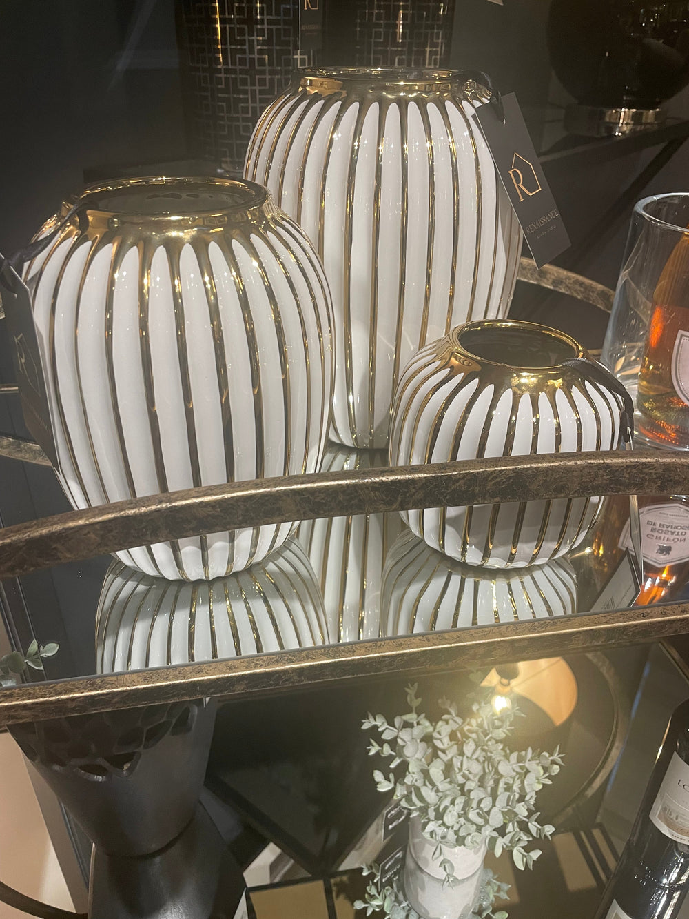 Keaton Vase white and gold/ 3 sizes /Flowers extra-Renaissance Design Studio