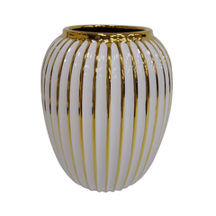 Keaton Vase white and gold/ 3 sizes /Flowers extra-Renaissance Design Studio