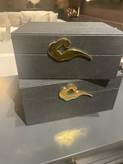 Matte Black jewellery box with gold catch-jewellery boxes-Renaissance Design Studio