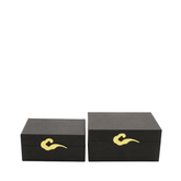 Matte Black jewellery box with gold catch-jewellery boxes-Renaissance Design Studio