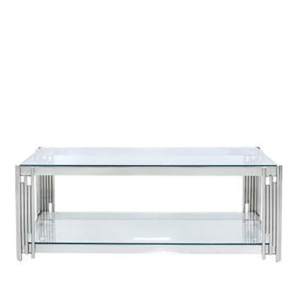Medina Coffee Table chrome and glass-Renaissance Design Studio