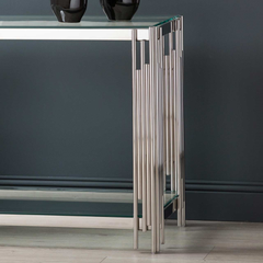 Medina Cohen tubular console table chrome reduced last one-Console Table-Renaissance Design Studio