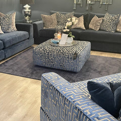 Medina Footstool ottoman in magna charcoal-Sofas-Renaissance Design Studio