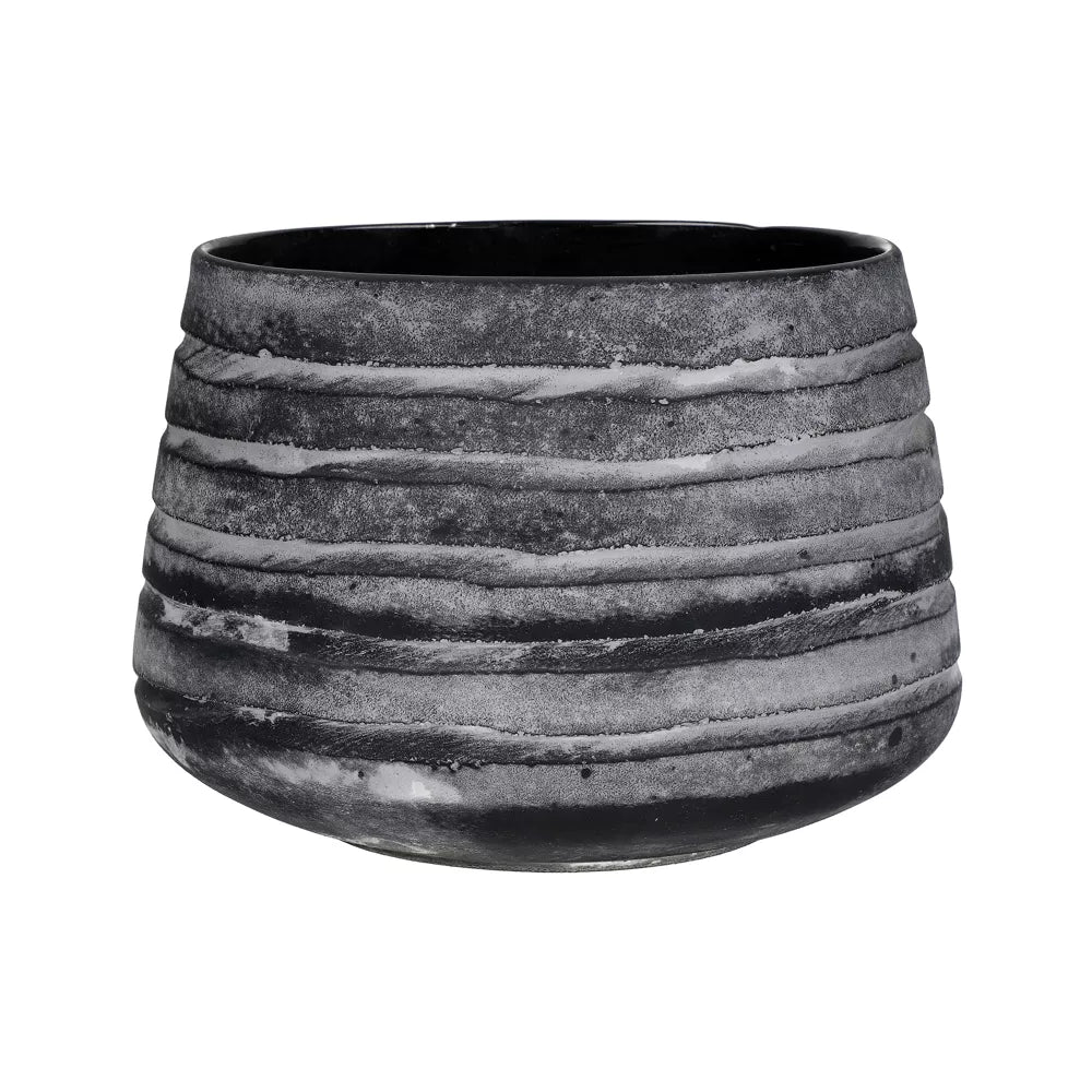 ROCK vase glass DIA 23 x H 16 cm grey-Renaissance Design Studio