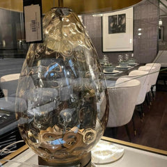 Roma Cognac Glass table lamp with shade reduced-Table Lamp-Renaissance Design Studio