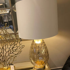 Roma Cognac Glass table lamp with shade reduced-Table Lamp-Renaissance Design Studio