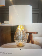 Roma Cognac Glass table lamp with shade reduced-Table Lamp-Renaissance Design Studio